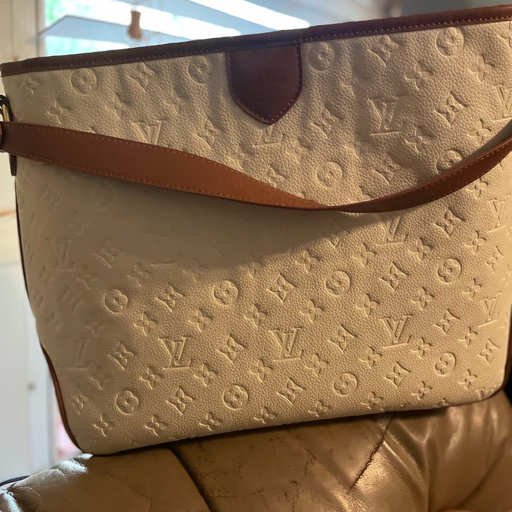 Luxury Cream and Brown Designer Tote Bag